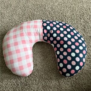 Pink and Navy Polka Dot and Checkered Kids Pillow